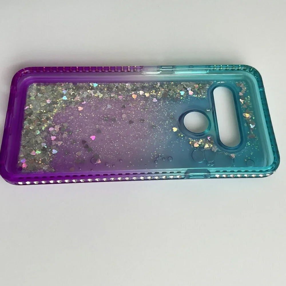 ZX-LG V40 DZ PHONE CASE LIQUID HEART BLING CASE